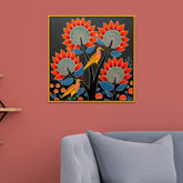 Tribal Folk Art Square Canvas Wall Painting for Home and Office Décor